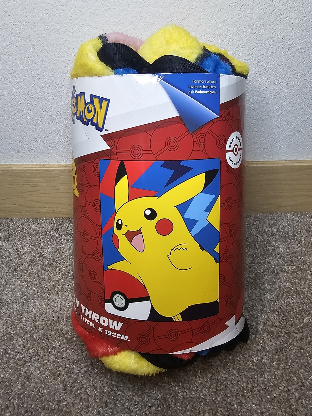 Pokemon Plush Pikachu Throw - Yellow, Red, Blue